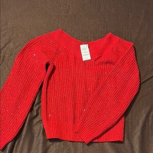 INC International Concepts Red Off-the-Shoulder Sweater